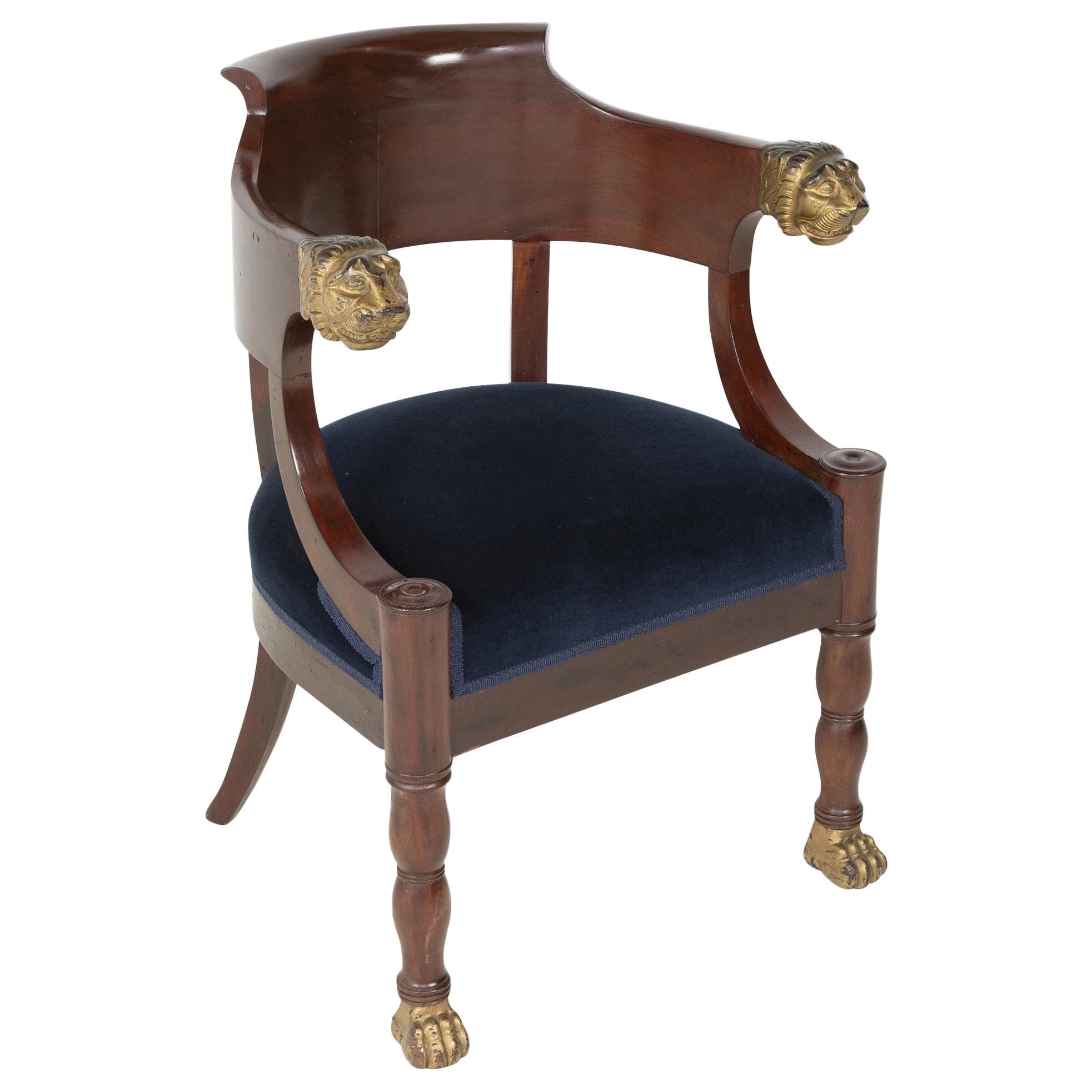 Empire Mahogany Paw Foot Fauteuil de Bureau