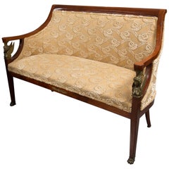 Vintage Empire Mahogany Settee with Gilt Metal Decoration