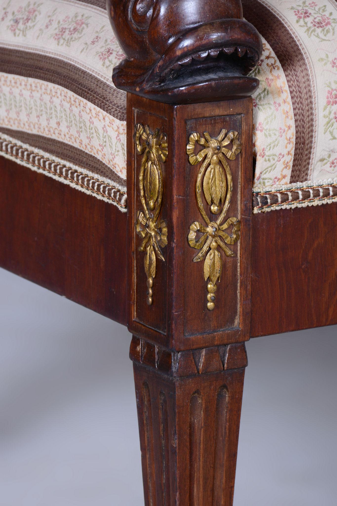 Empire Mahogany Sofa, Restored, Original Upholstery, France, 1860s For Sale 5