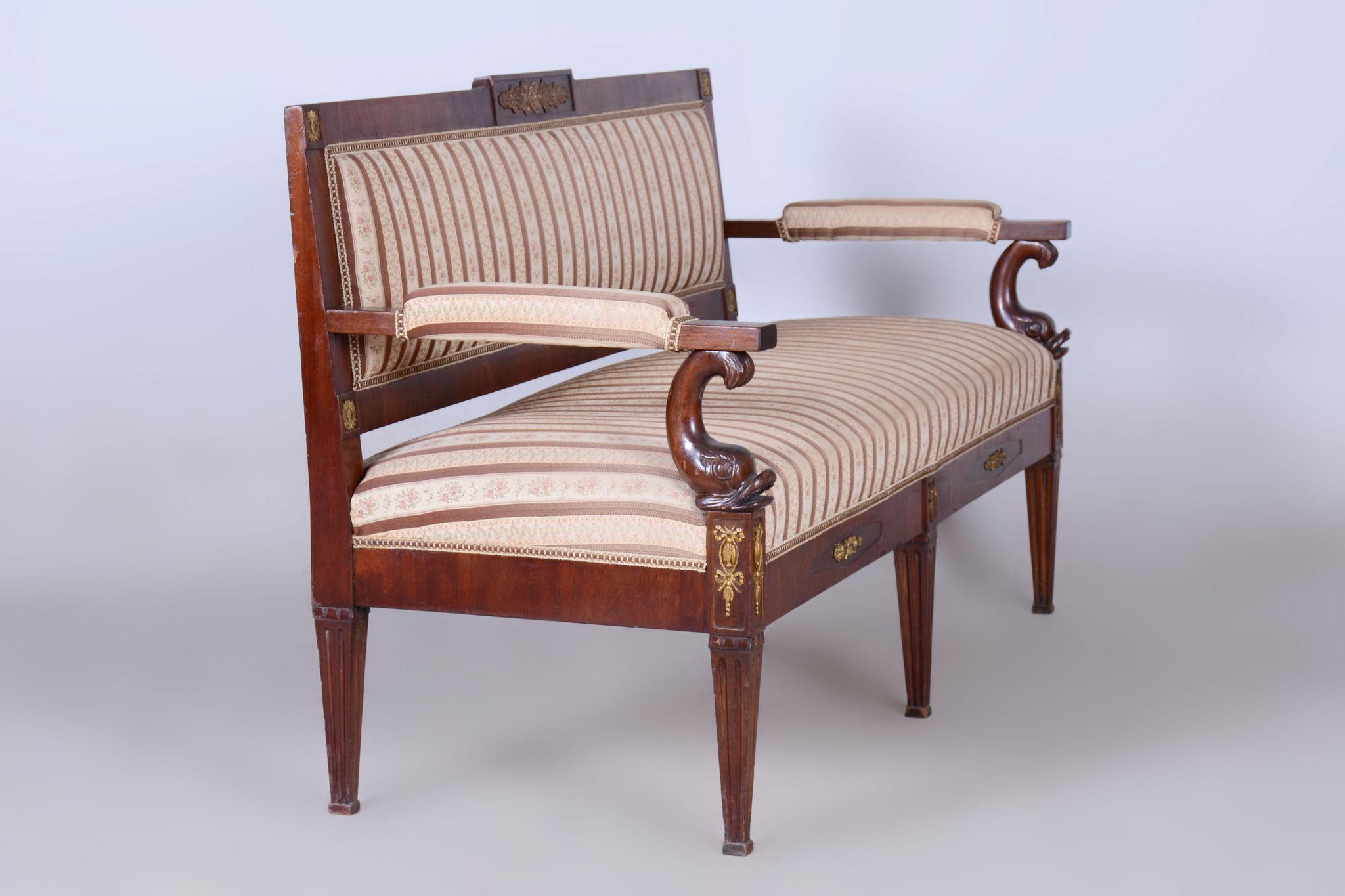 Empire Mahogany Sofa, Restored, Original Upholstery, France, 1860s For Sale 8