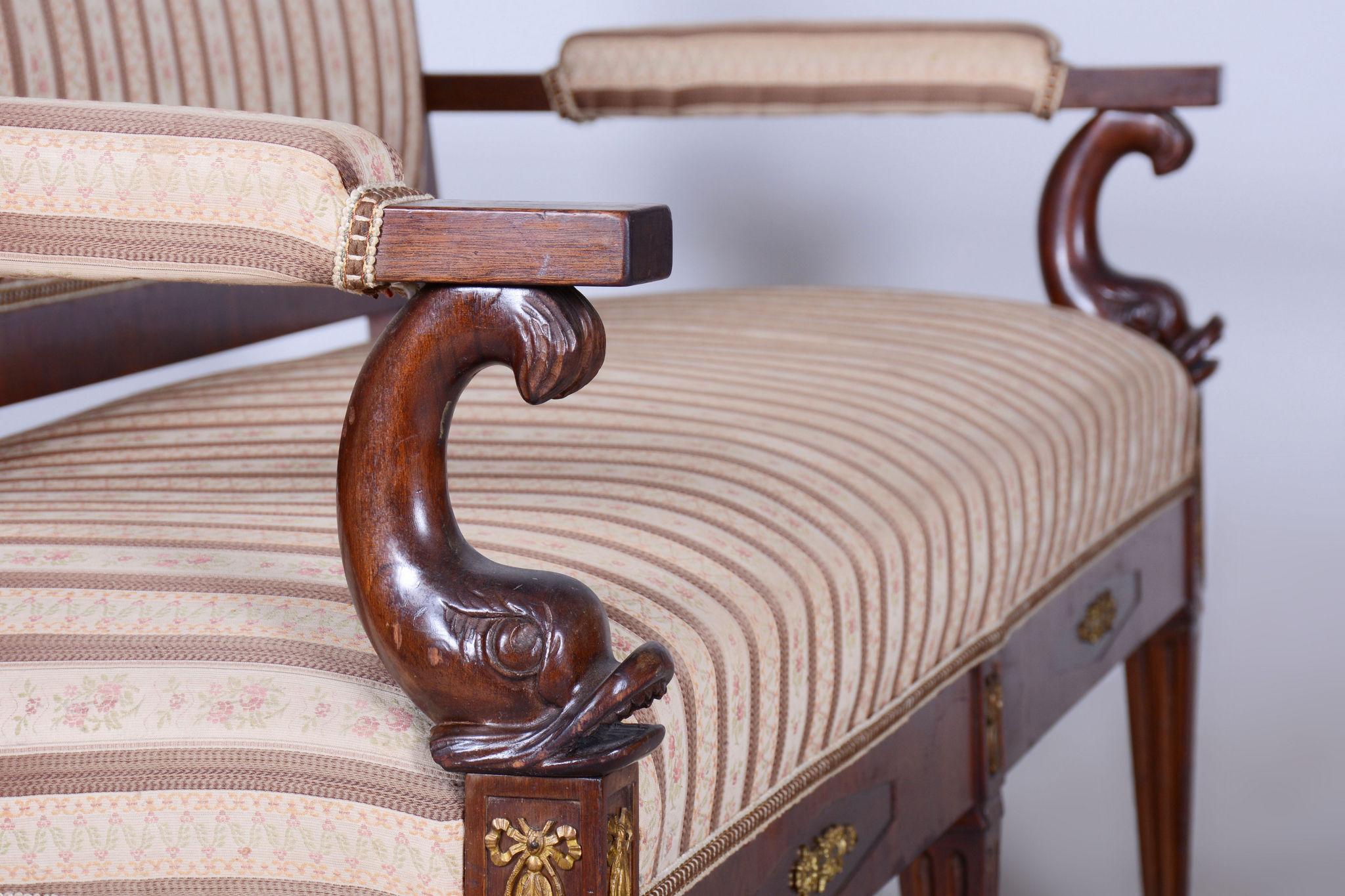 Empire-Mahagoni-Sofa, restauriert, Original-Polsterung, Frankreich, 1860er Jahre im Angebot 9