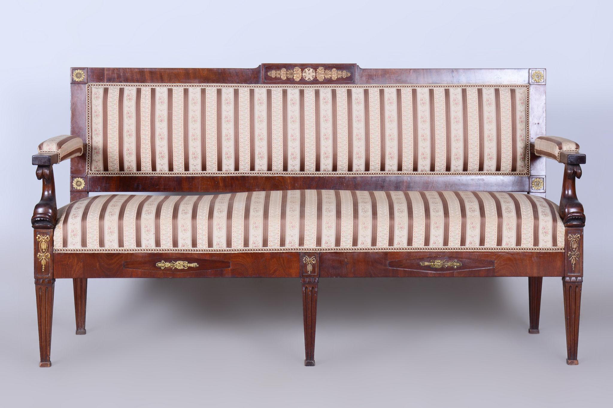 French Empire Mahogany Sofa, Restored, Original Upholstery, France, 1860s For Sale