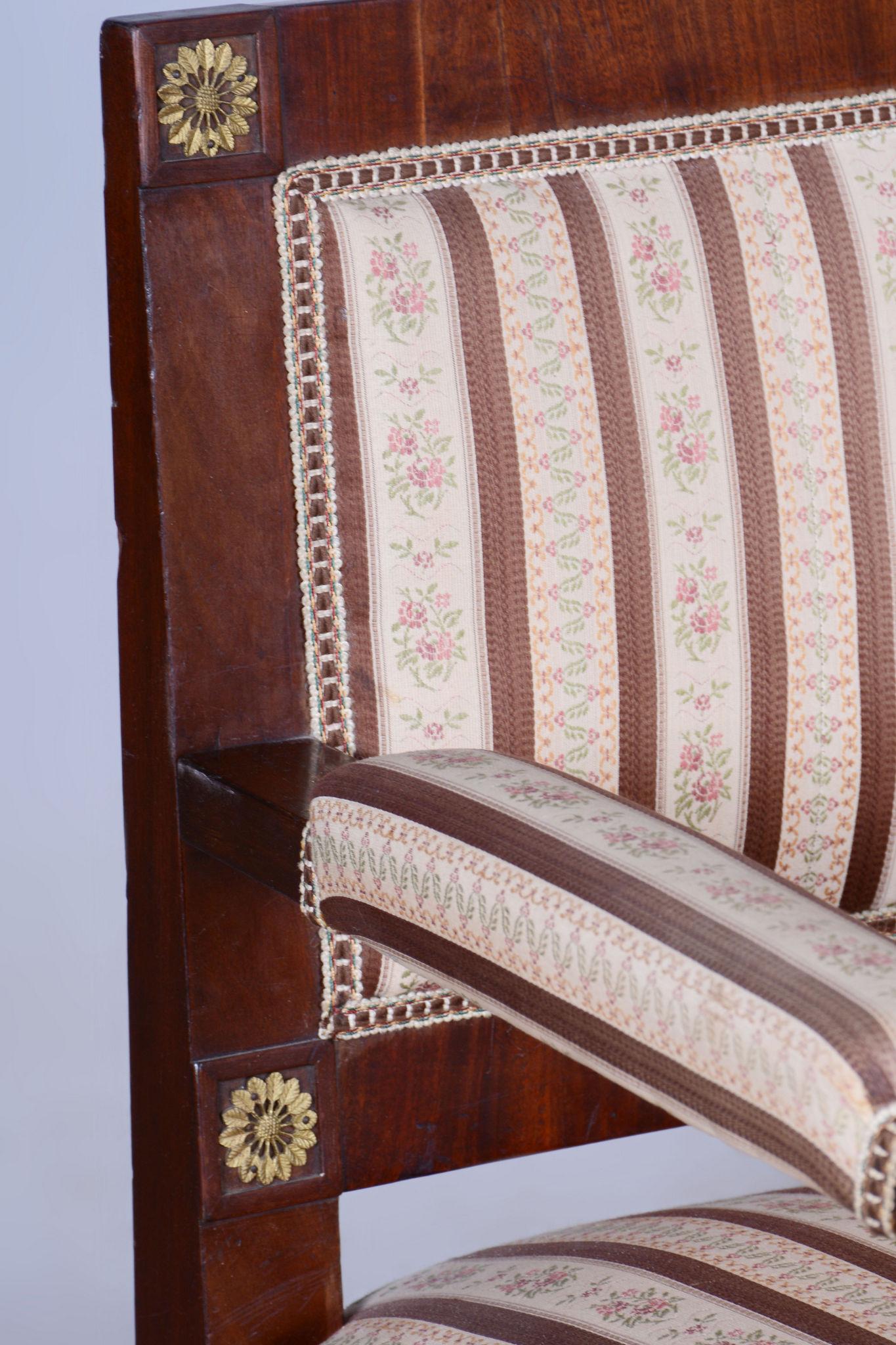 Empire-Mahagoni-Sofa, restauriert, Original-Polsterung, Frankreich, 1860er Jahre (Stoff) im Angebot
