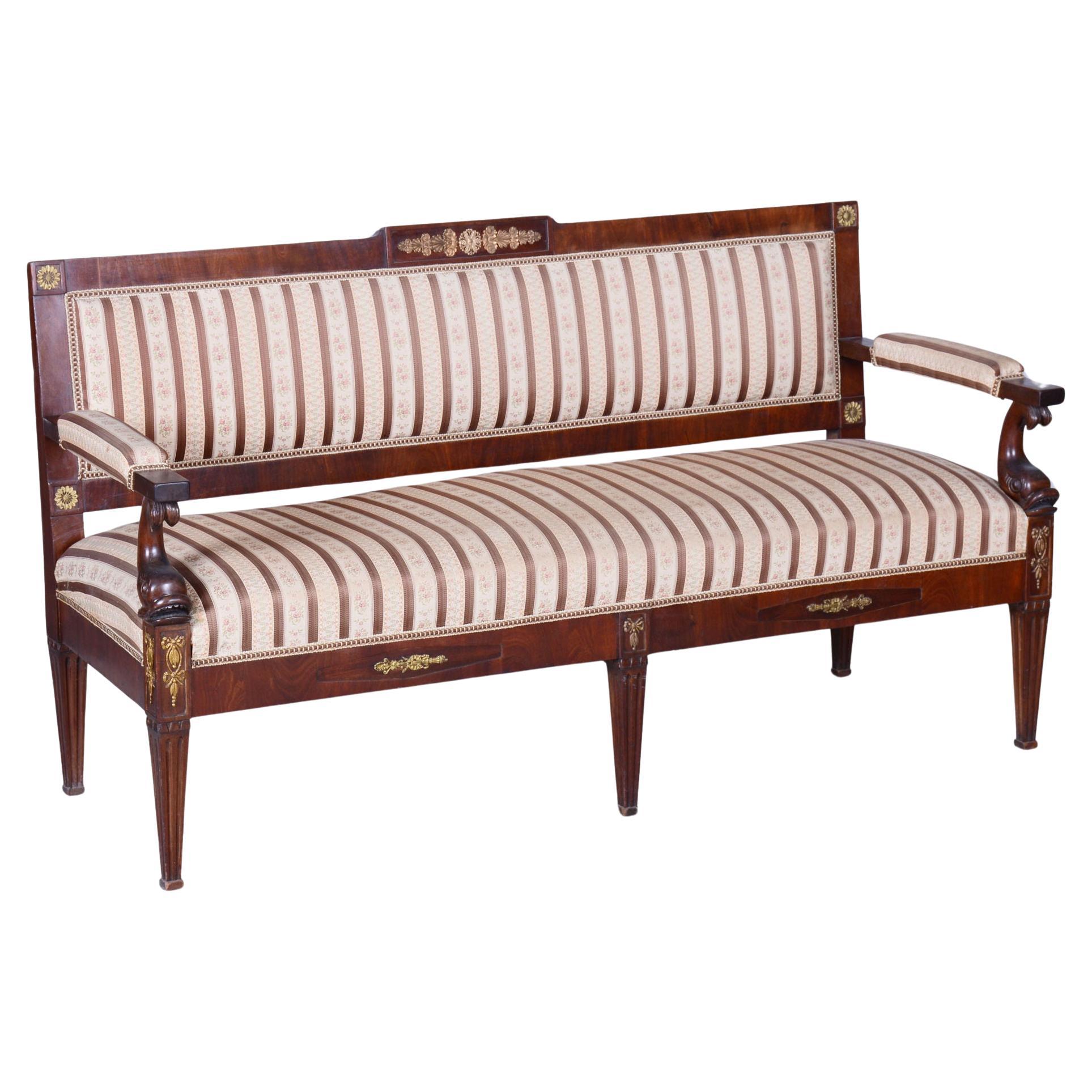 Empire Mahogany Sofa, Restored, Original Upholstery, France, 1860s For Sale