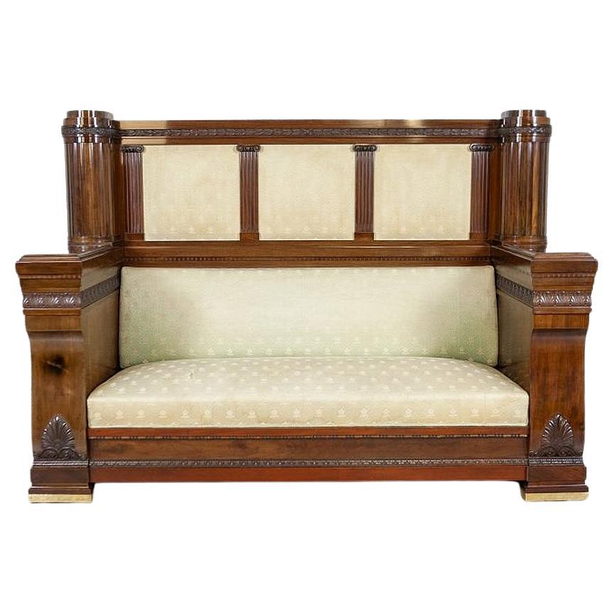 Empire Mahogany Wood and Veneer Sofa from the Late 19th Century For Sale