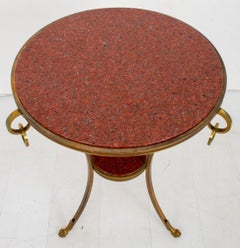 Empire Manner Granite & Gilt Steel Gueridon Table