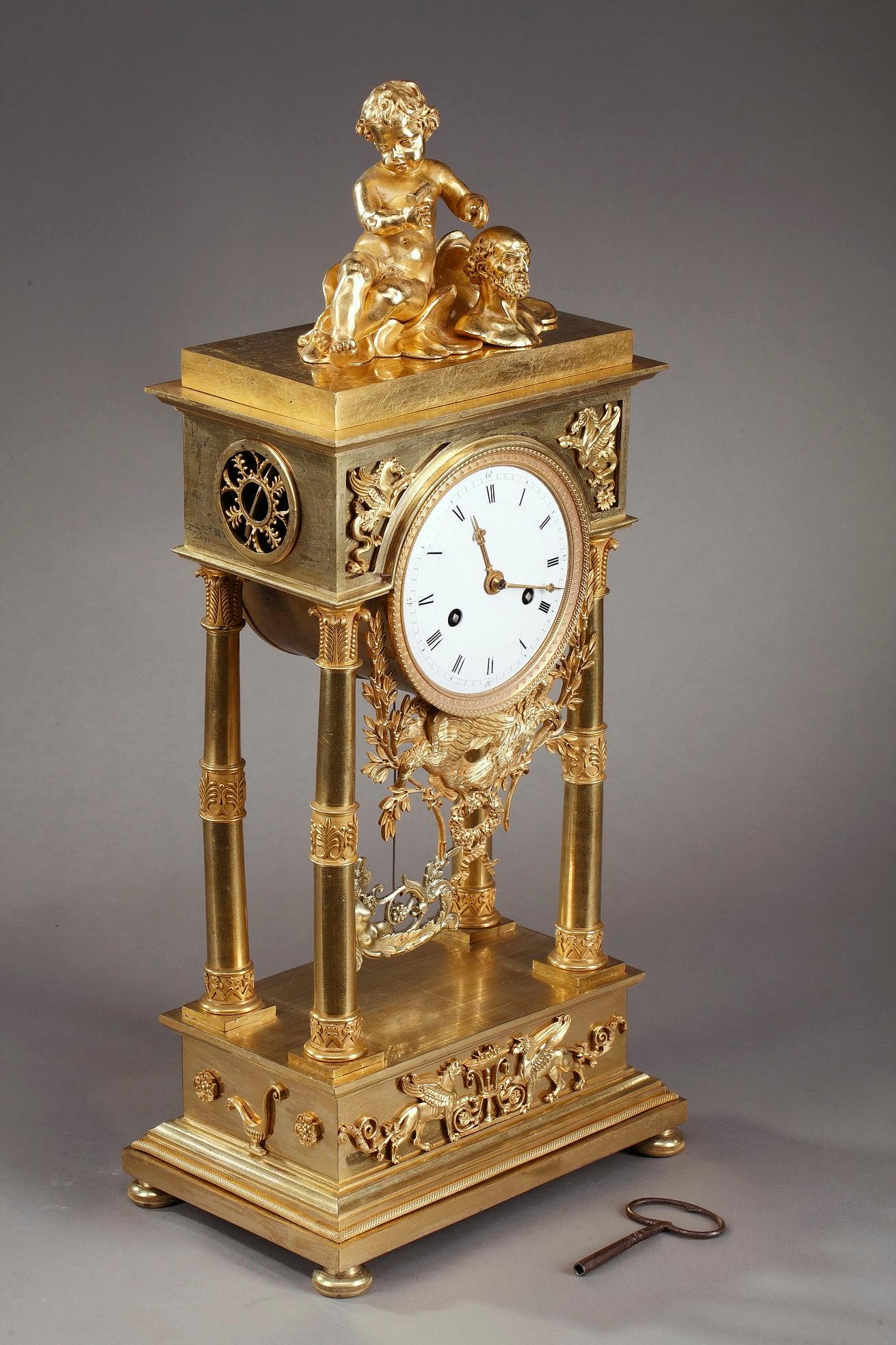 Empire Mantel Clock Allegory of Sculpture 6
