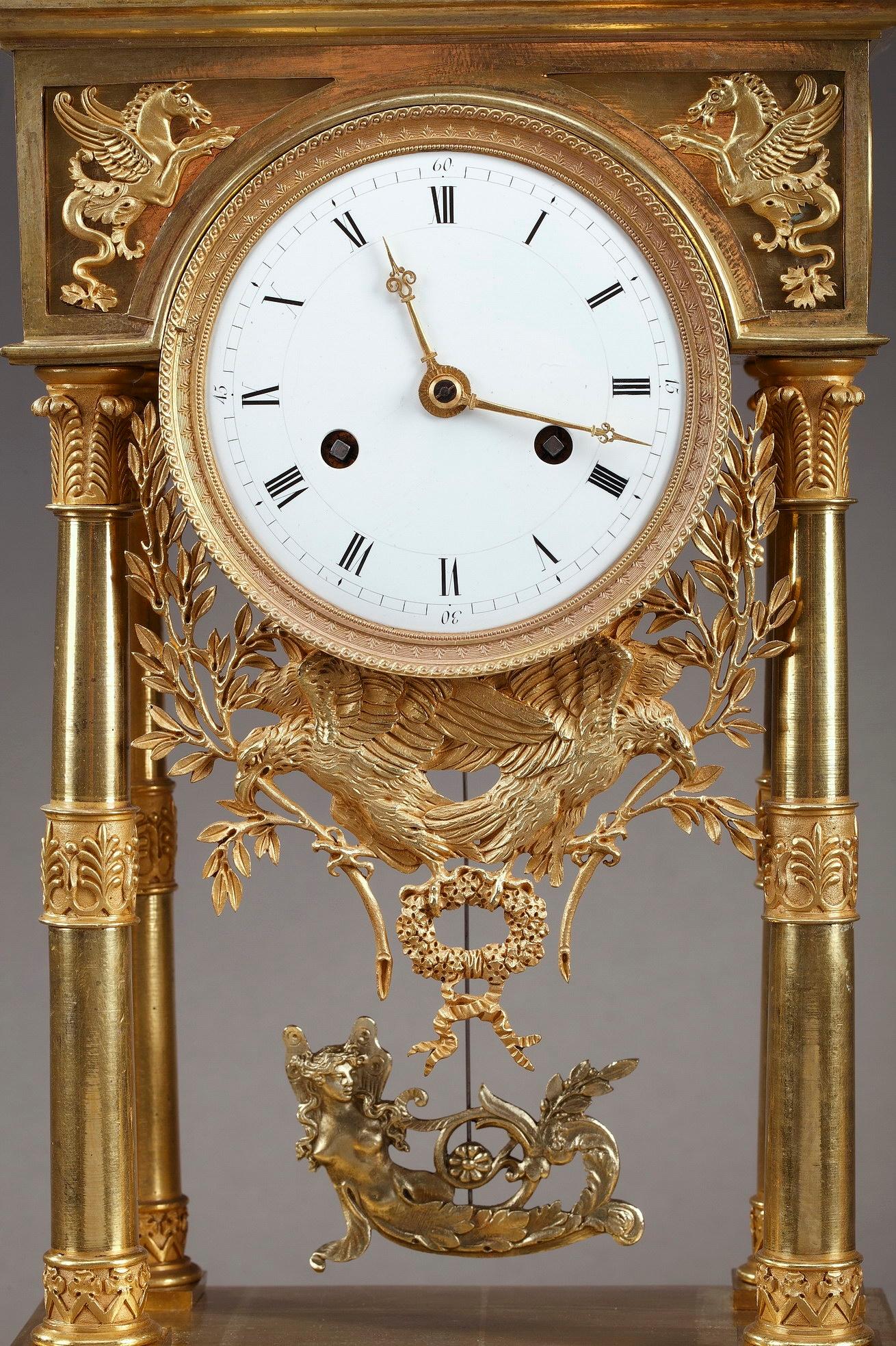 French Empire Mantel Clock Allegory of Sculpture