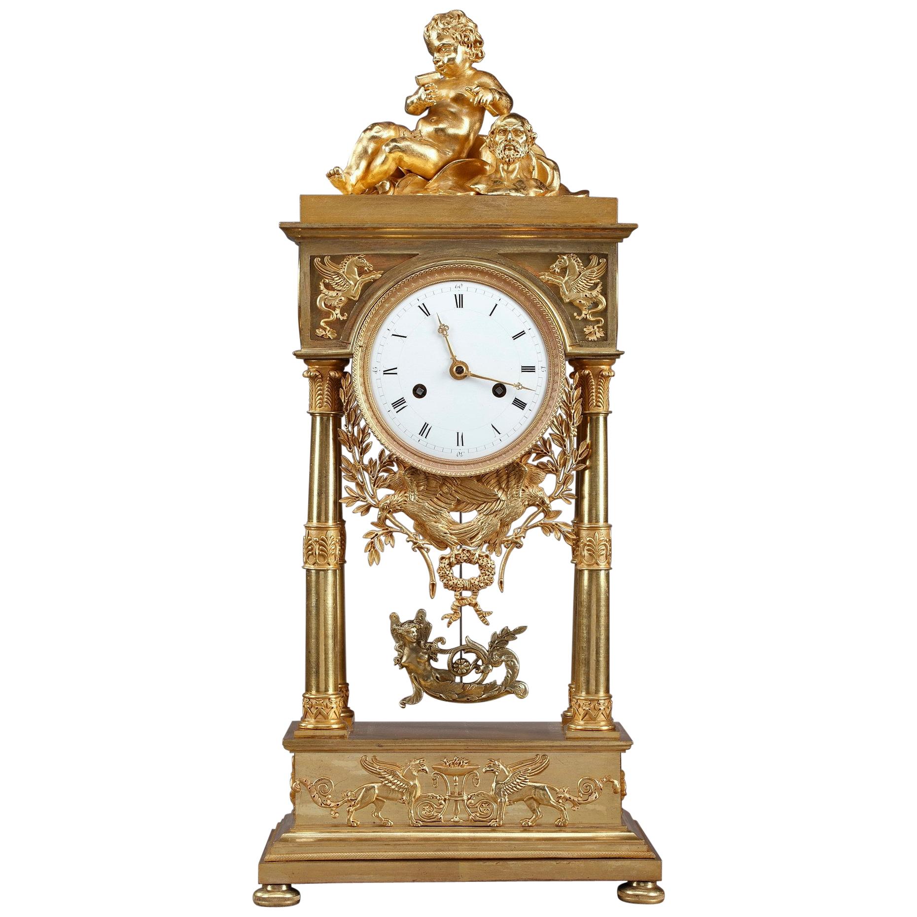 Empire Mantel Clock Allegory of Sculpture