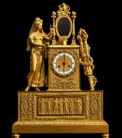 Empire-Manteluhr aus quecksilbervergoldeter Bronze, Frankreich, frühes 19.