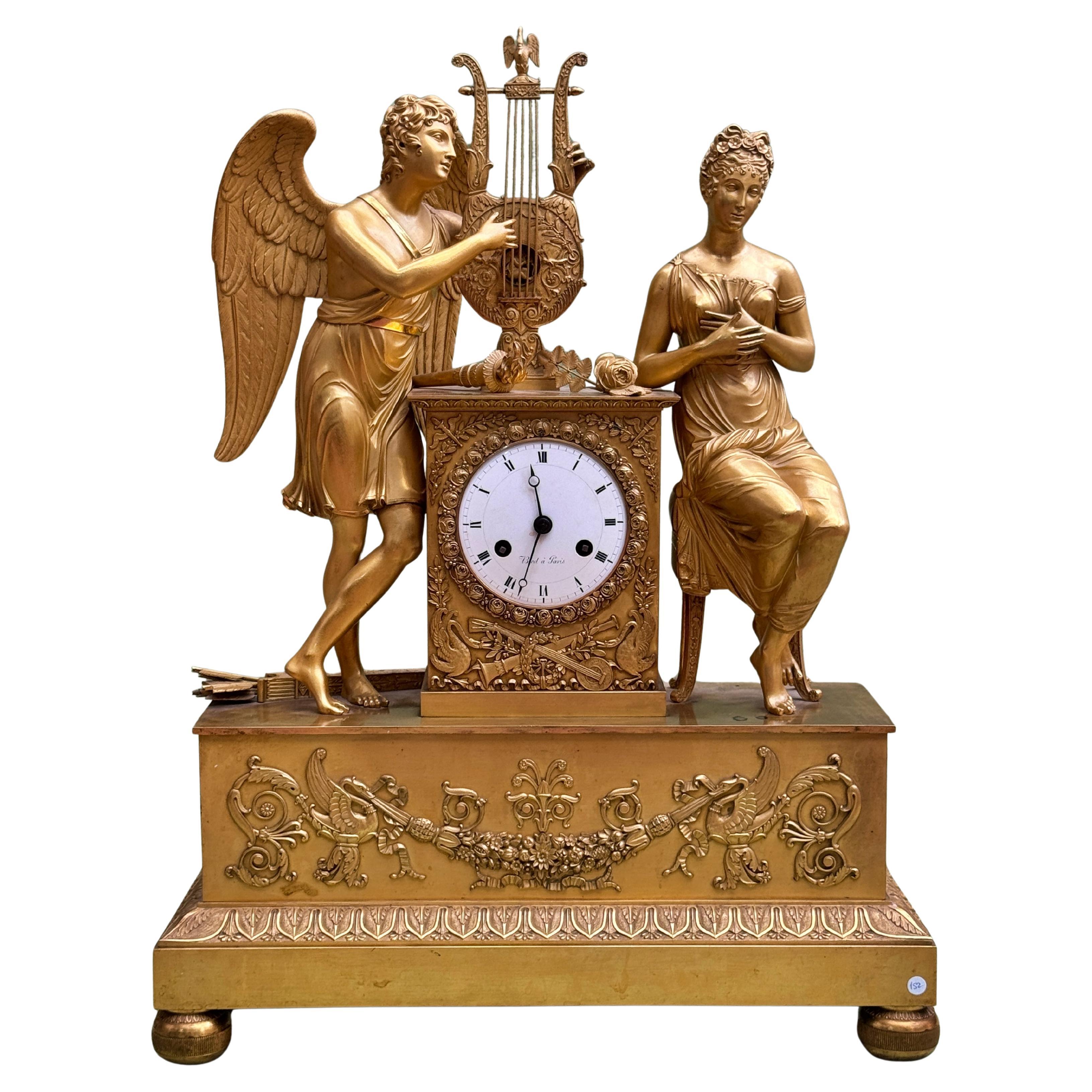 Empire Mantel Clock in Mercury-Gilt Bronze, France, early 19th century