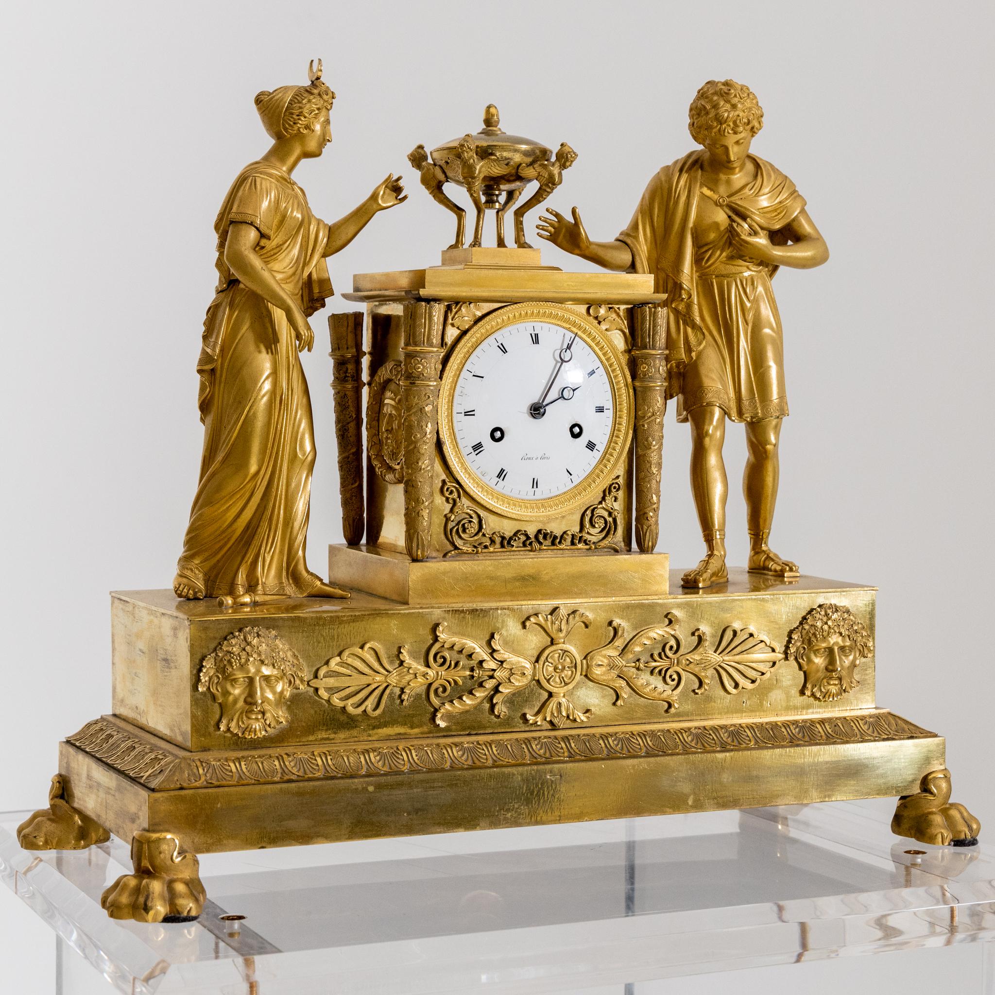 French Empire Mantel Clock, Roux à Paris, Early 19th Century