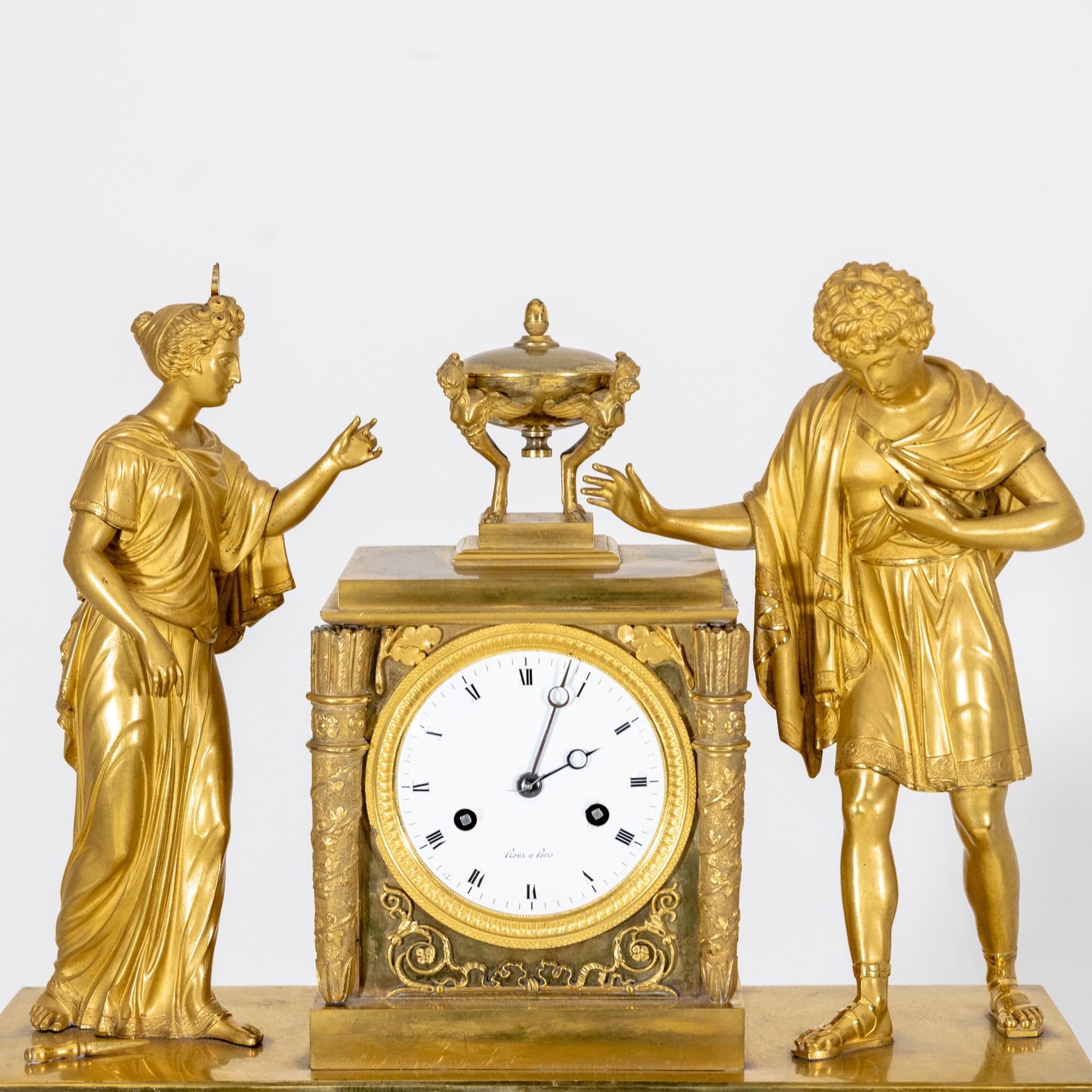 Empire Mantel Clock, Roux à Paris, Early 19th Century In Good Condition In Greding, DE