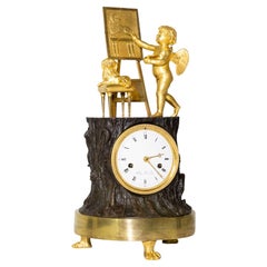 Empire Mantel Clock with Amor as Painter, Dubuc À Paris, circa 1810