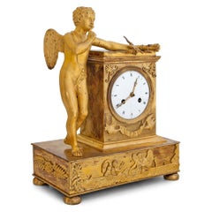 Empire Mantel Clock with Cupid, France, First Quarter of the 19th Century