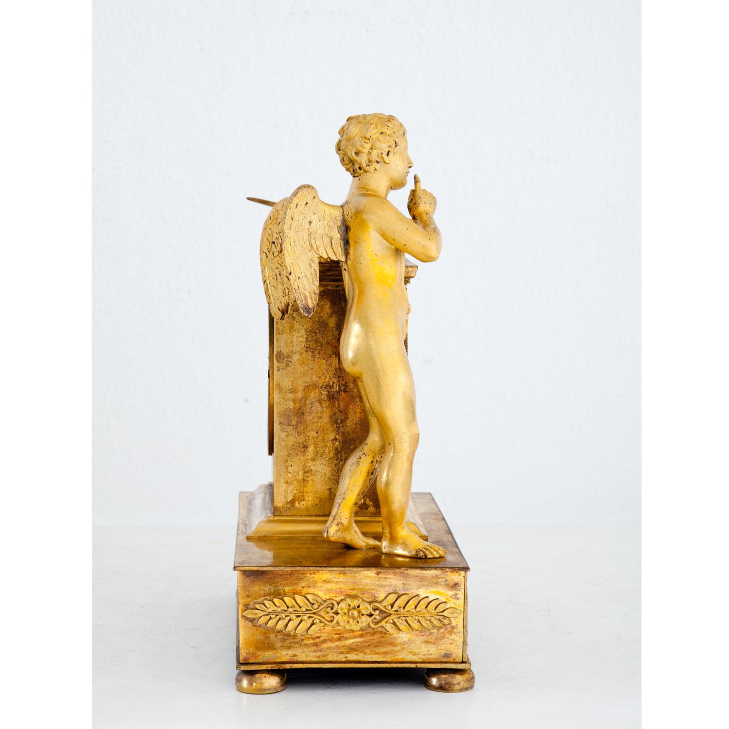 Empire Mantel Clock with Cupid, France, First Quarter of the 19th Century In Good Condition In Greding, DE