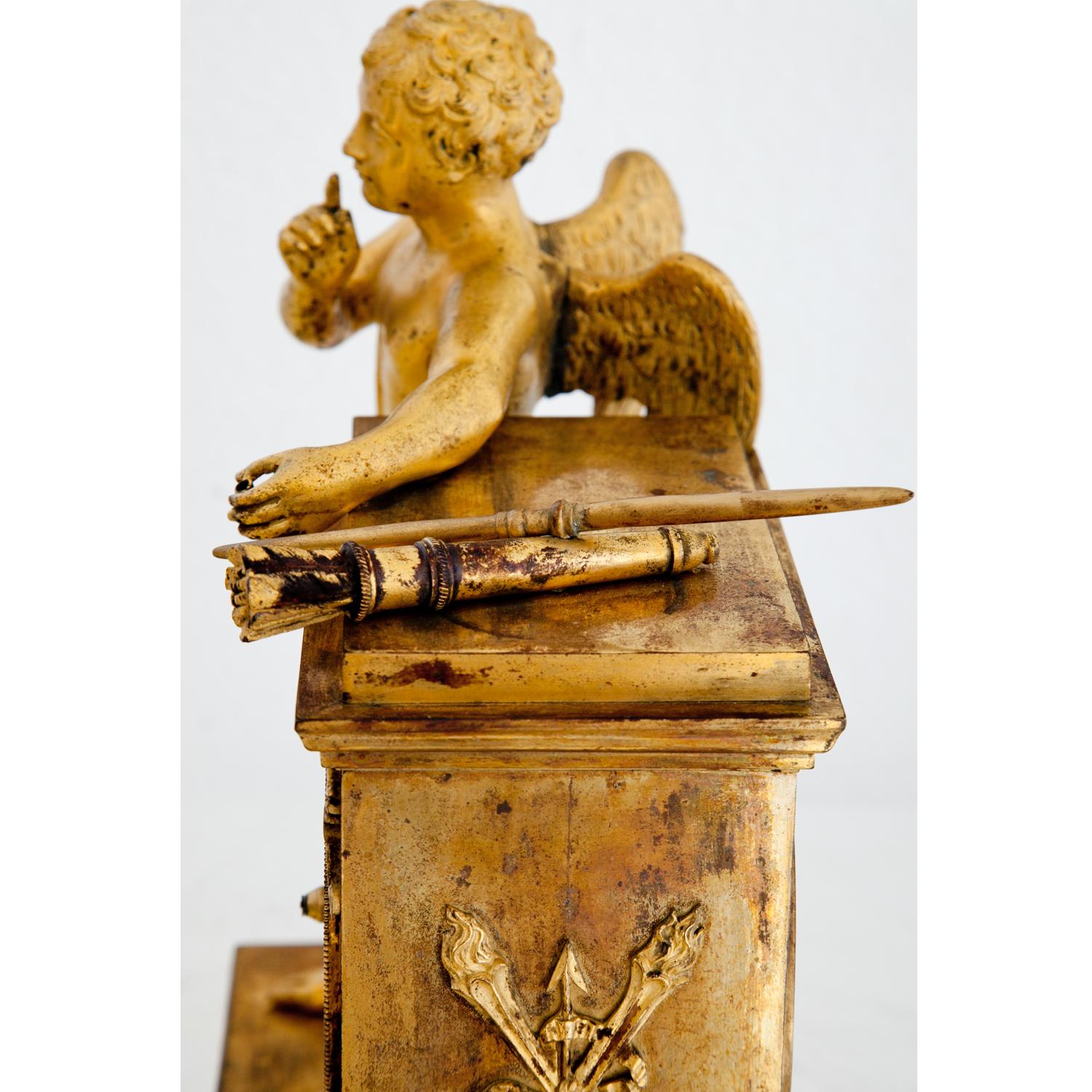 Empire Mantel Clock with Cupid, France, First Quarter of the 19th Century 1