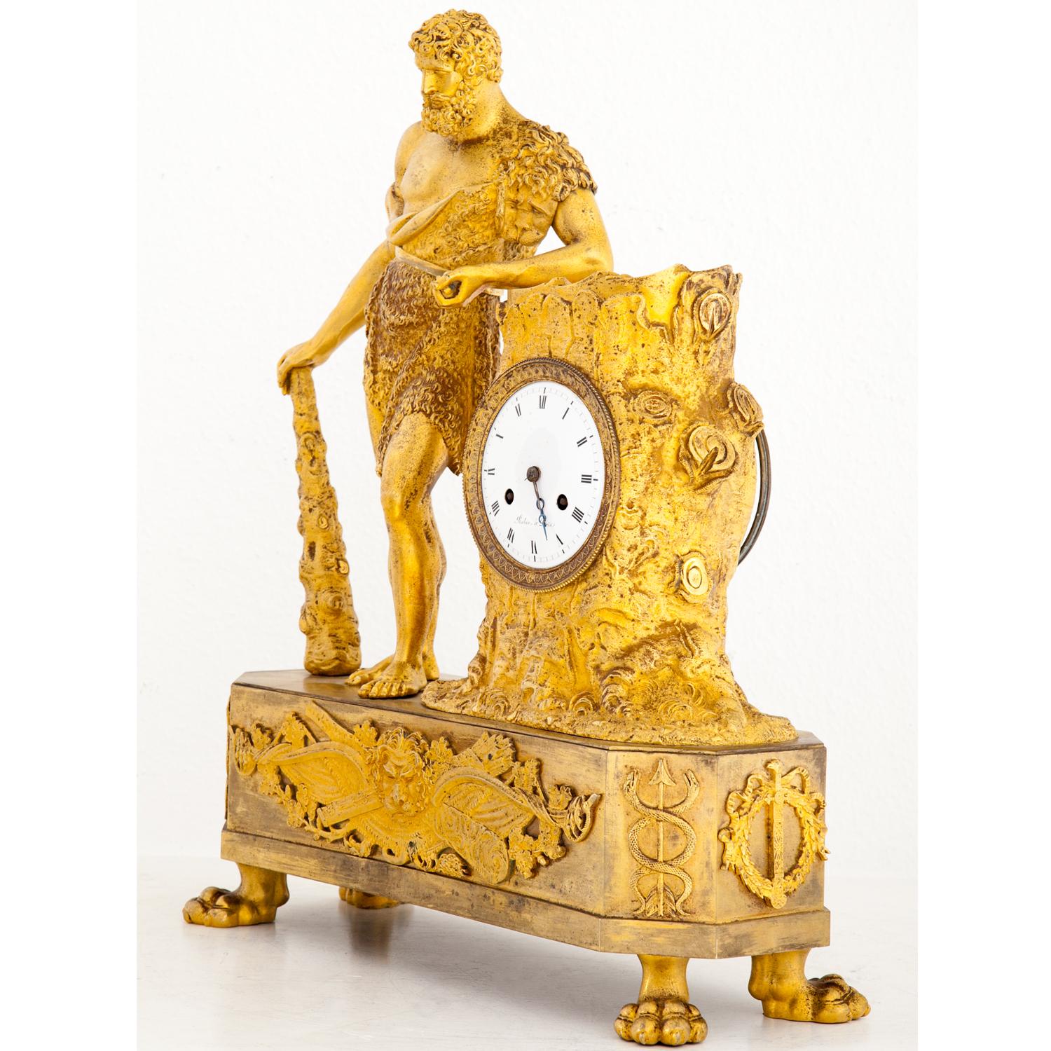 French Empire Mantel Clock with Hercules, Paris. circa 1810