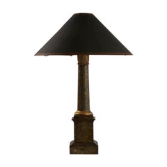 Lámpara Imperio de Tole Marbelizado y Dorado