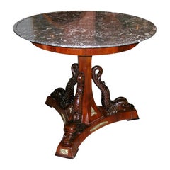 Antique Empire Marble-Top Center Table