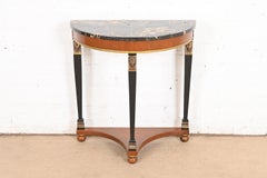 Empire Marble Top Demilune Console Table With Mounted Ormolu