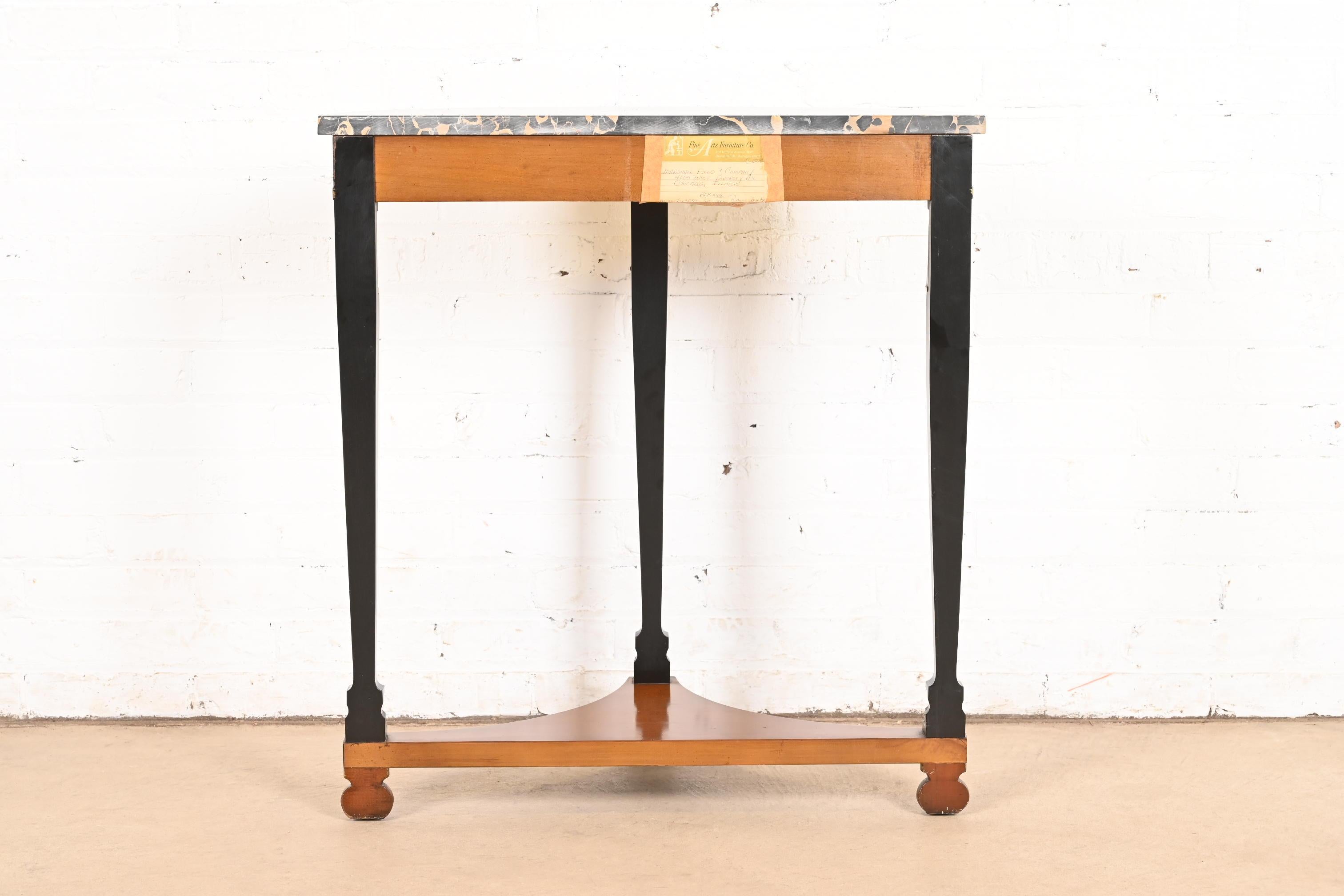 Empire Marble Top Demilune Console Table With Mounted Ormolu For Sale 3