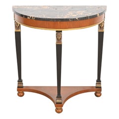 Empire Marble Top Demilune Console Table With Mounted Ormolu