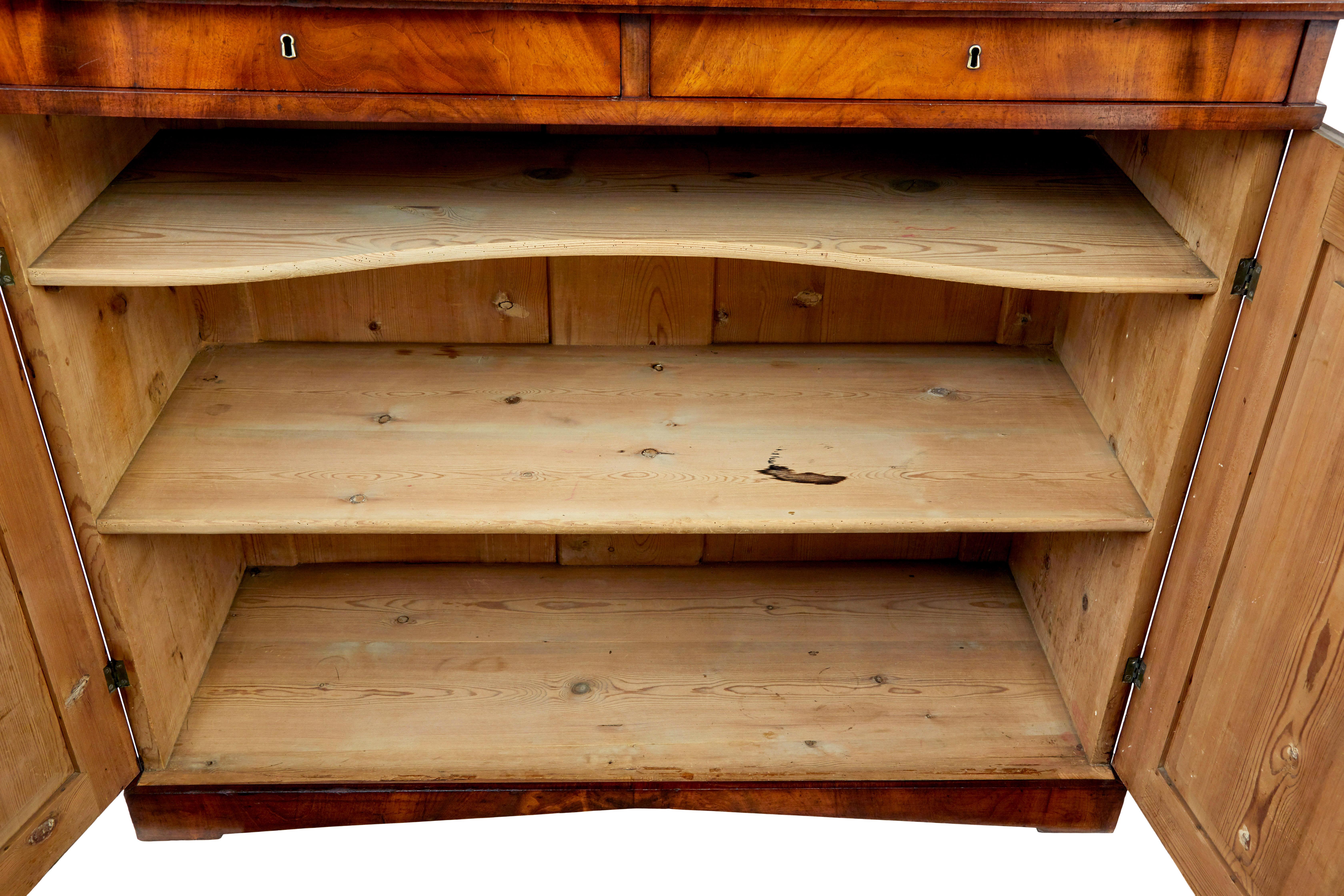 Mahogany Empire mid 19th century danish flame mahogany cabinet For Sale
