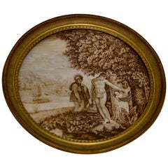 Empire Miniature Grisaille Painting of Figures in a Landscape