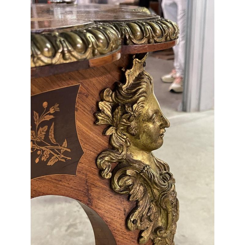 Empire Napoleon III Middle Table in Violin Shape in Marquetry, 1840s For Sale 2