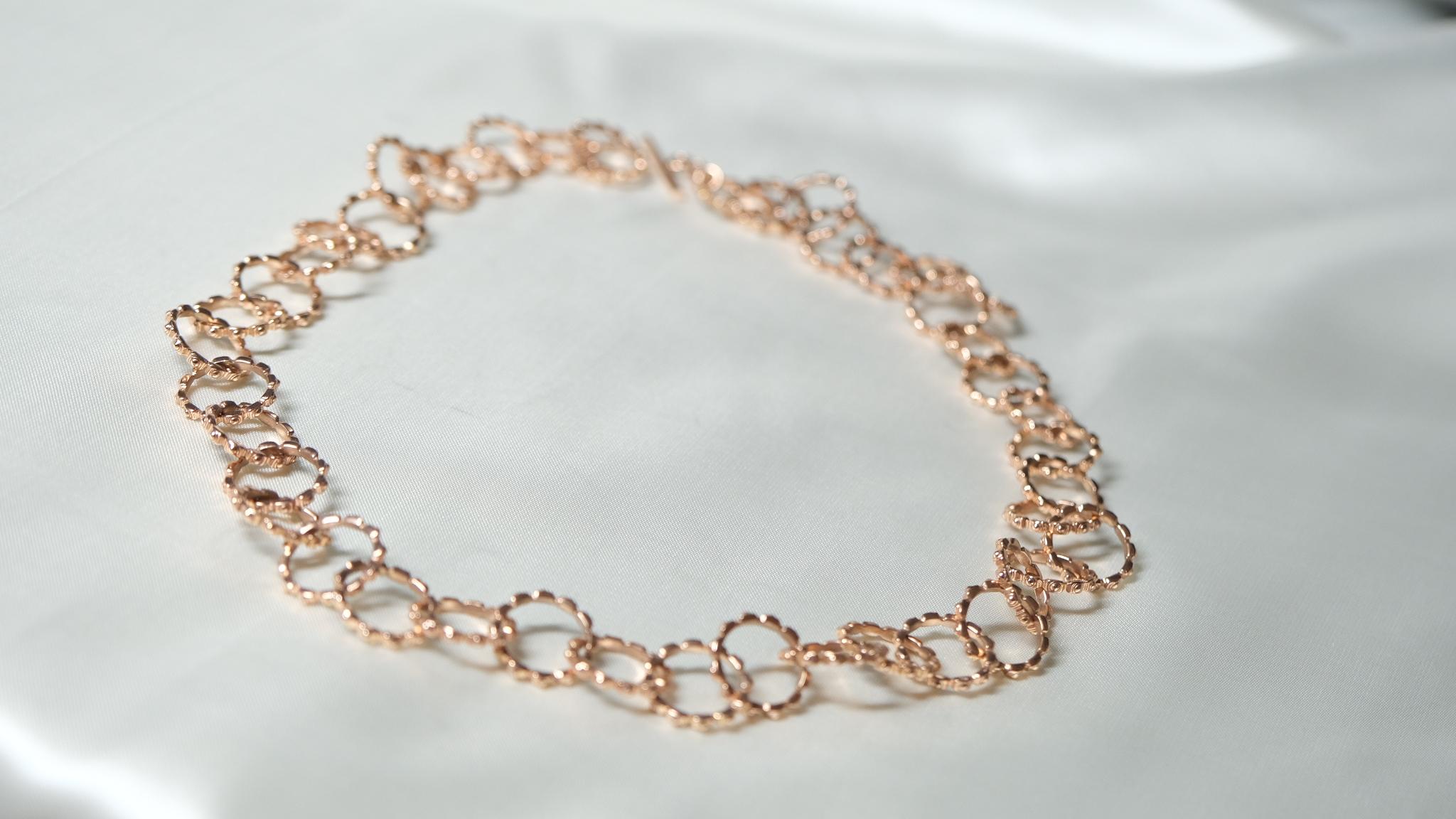 Women's or Men's Empire Necklace, 18k Rose Gold For Sale