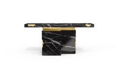 Empire Nero Marquina Console - Hand-Crafted Turned Marble & Brass - Boca do Lobo