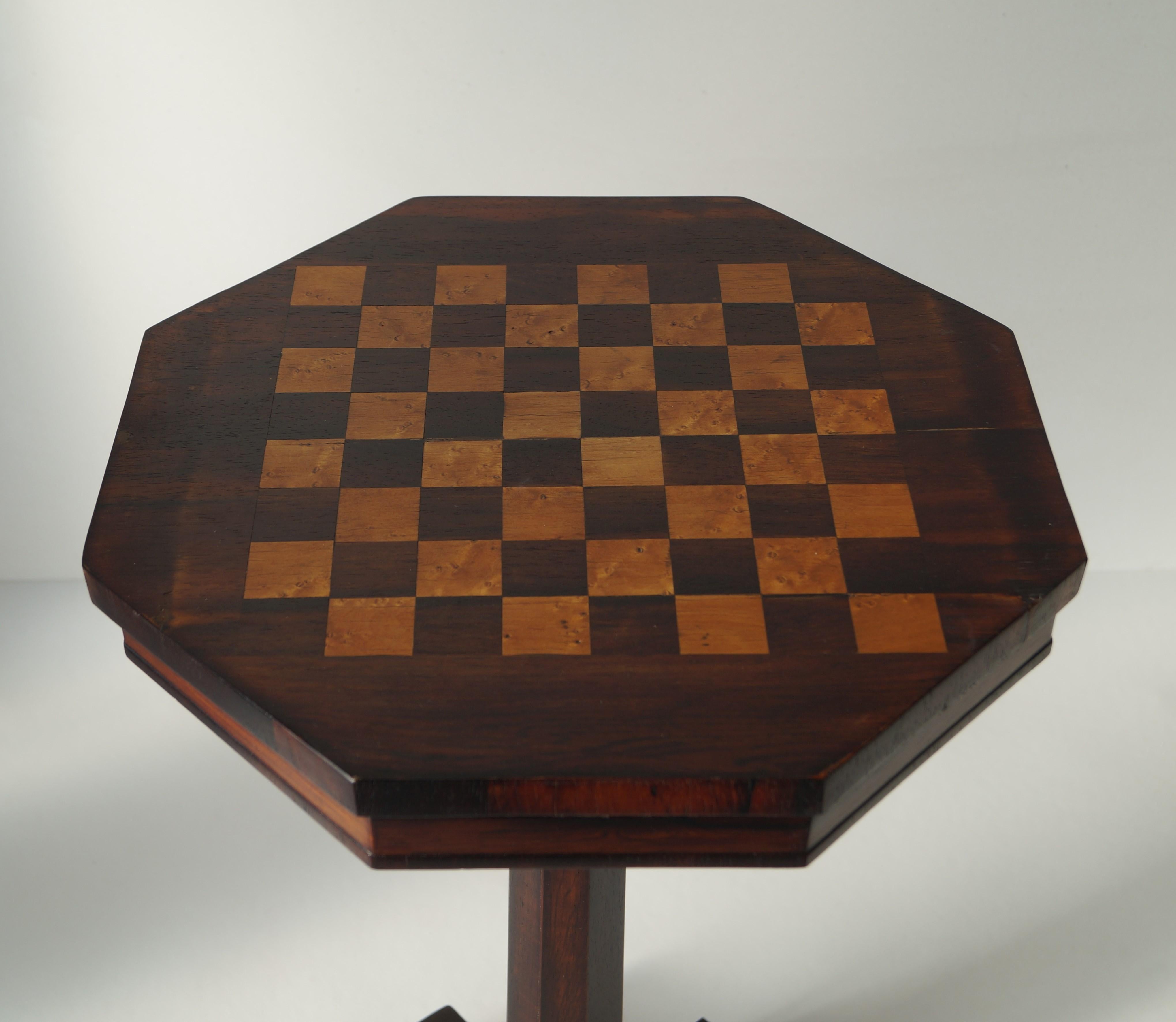 Empire Octagonal Chess Table, 1870s, Set of 33 8