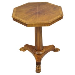 Empire Achteck Mahagoni Sunburst Inlay Pedestal Base Beistelltisch w / Paw Füße