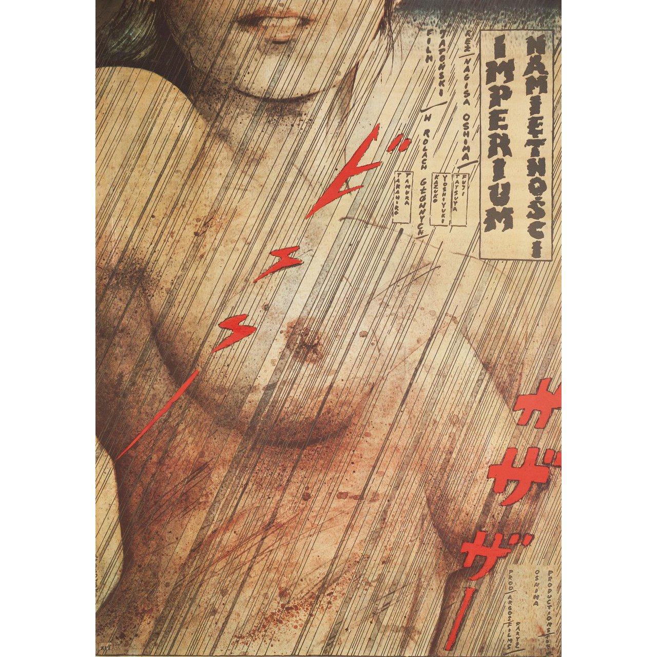 Original 1979 Polish B1 poster for the film Empire of Passion (Ai No Borei) directed by Nagisa Oshima with Tatsuya Fuji / Kazuko Yoshiyuki / Takahiro Tamura / Takuzo Kawatani. Very Good-Fine condition, rolled w/ pinholes. Please note: the size is