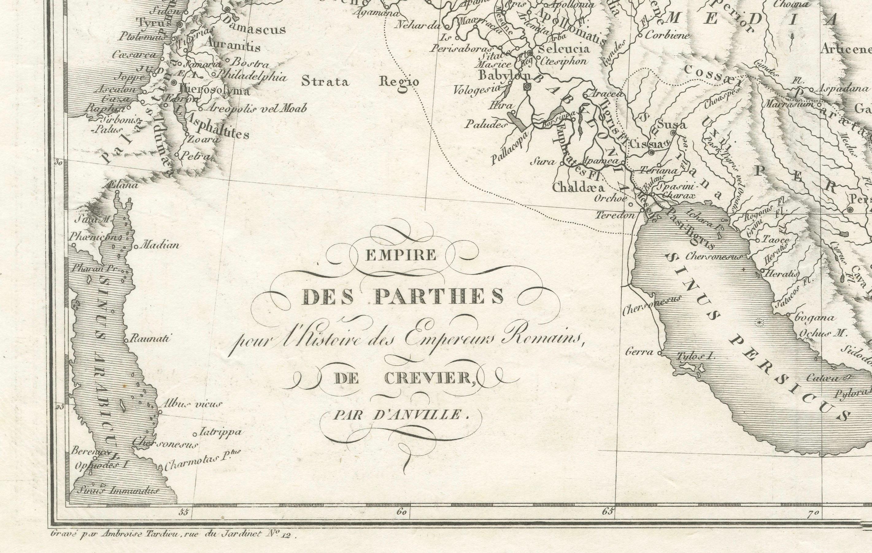 Engraved Empire of the Parthians: Historical Cartographic Masterpiece by d'Anville, 1819 For Sale