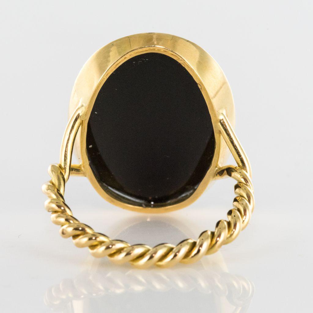 Empire Onyx Cameo and Rose Cut Diamond Ring For Sale 4