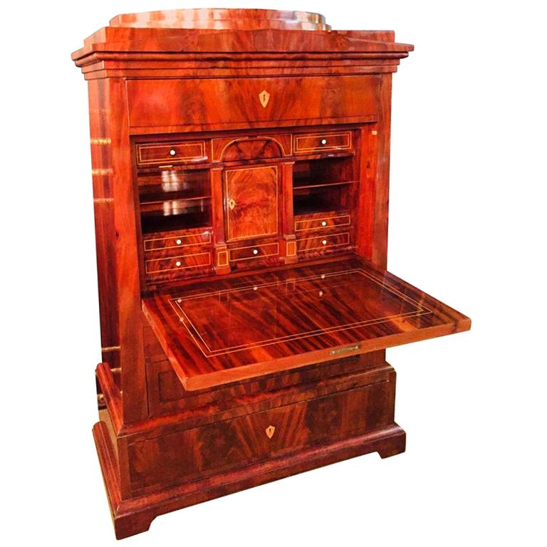 Empire or Biedermeier Secretary Mahogany, 1815 For Sale