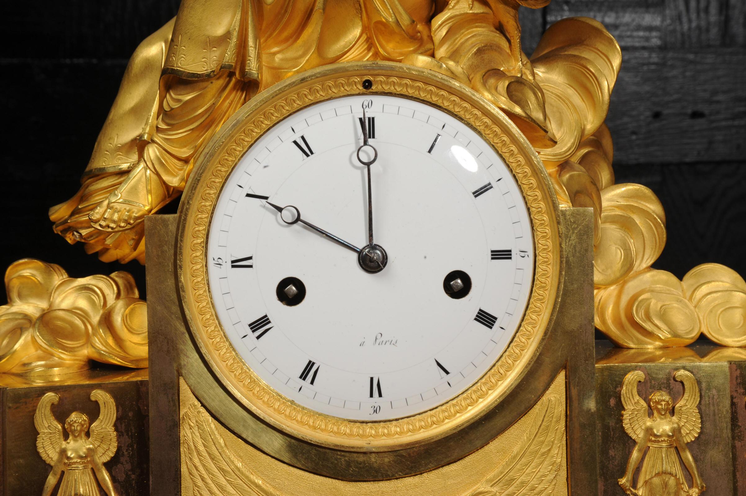 Empire Ormolu Antique French Clock Goddess Juno 6