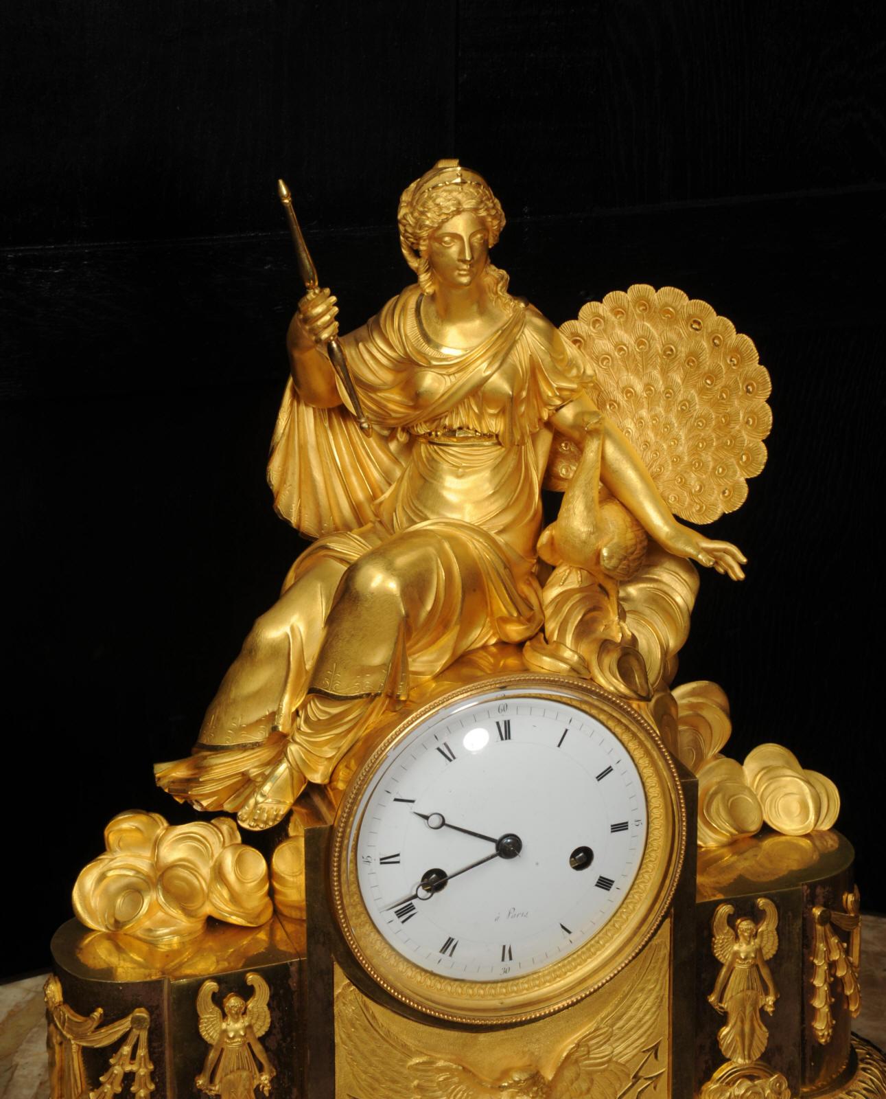 Empire Ormolu Antique French Clock Goddess Juno 8