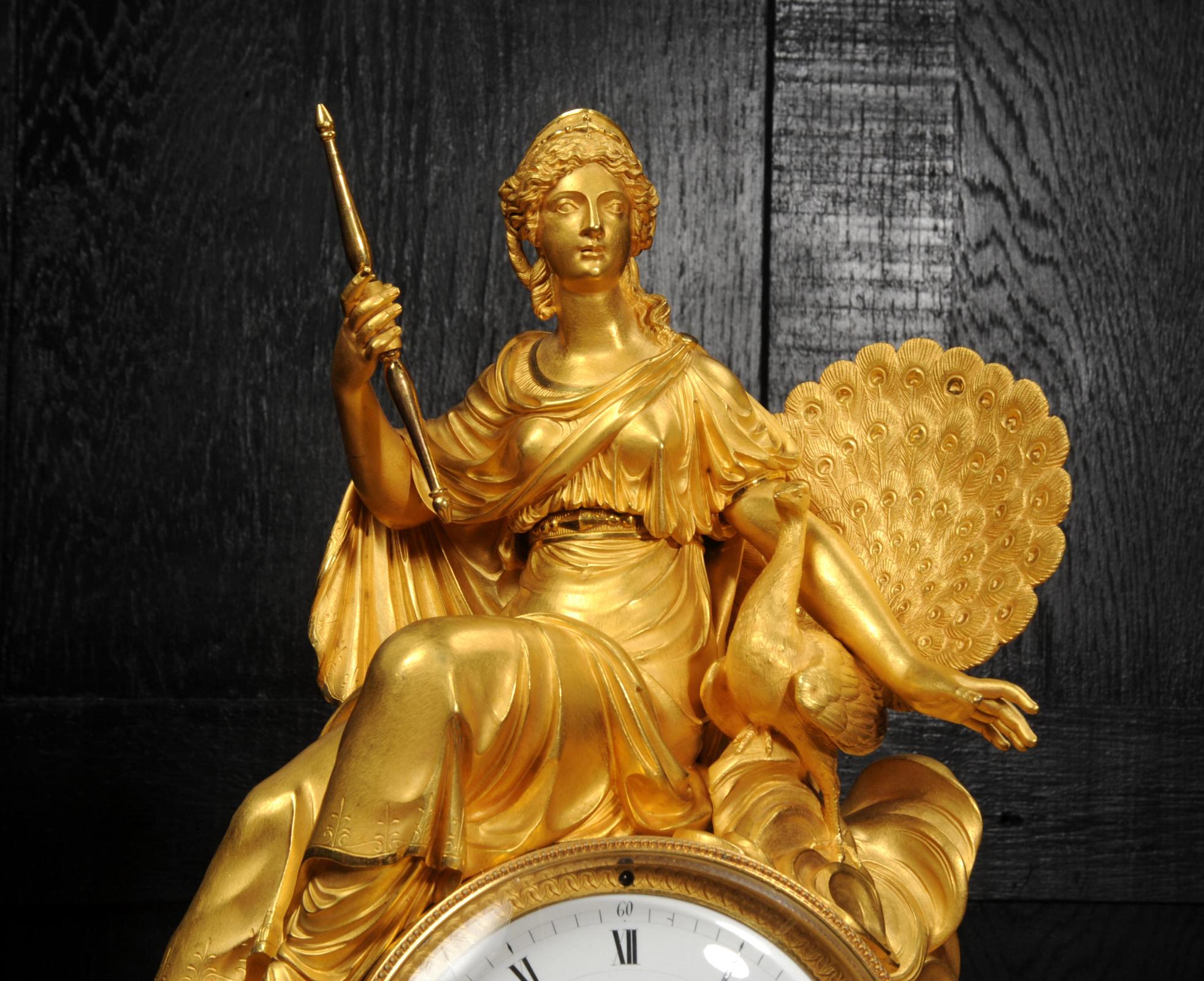 Empire Ormolu Antique French Clock Goddess Juno 10