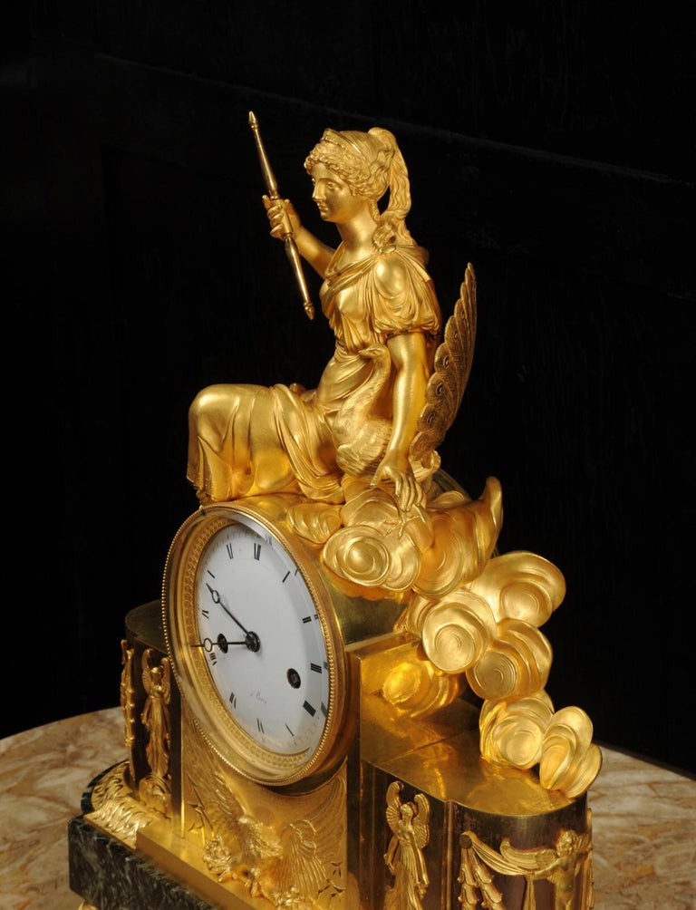 Empire Ormolu Antique French Clock Goddess Juno For Sale 12