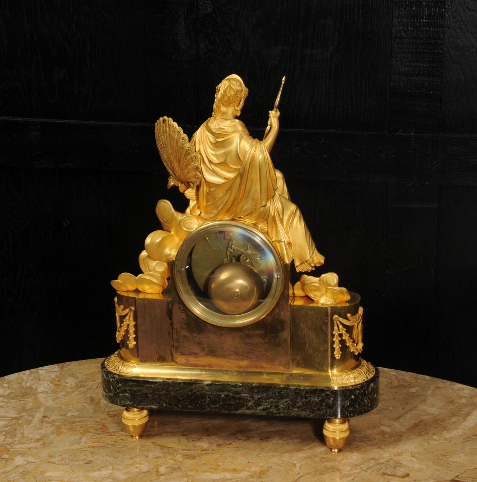 Empire Ormolu Antique French Clock Goddess Juno 13