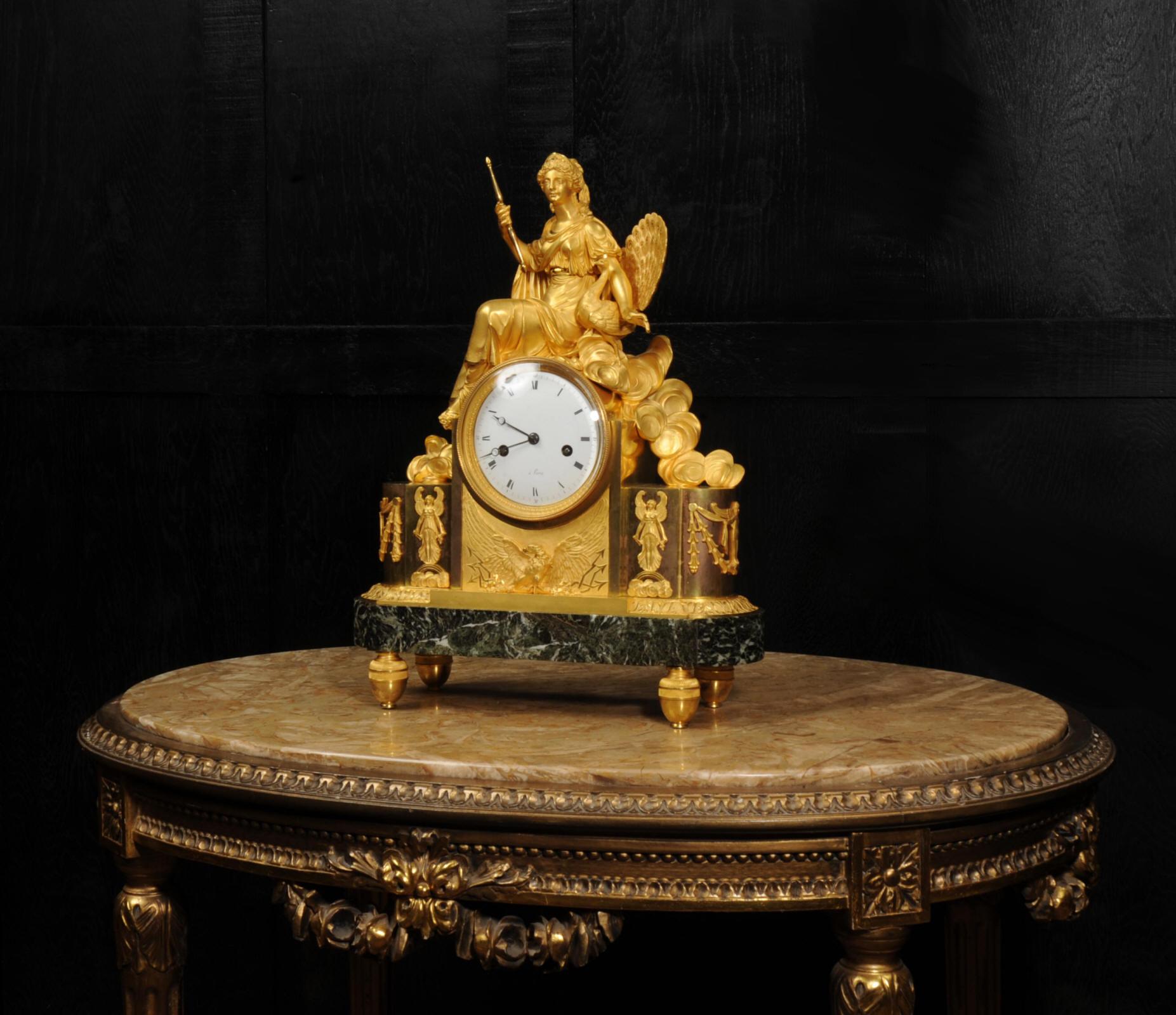 Empire Ormolu Antique French Clock Goddess Juno 1