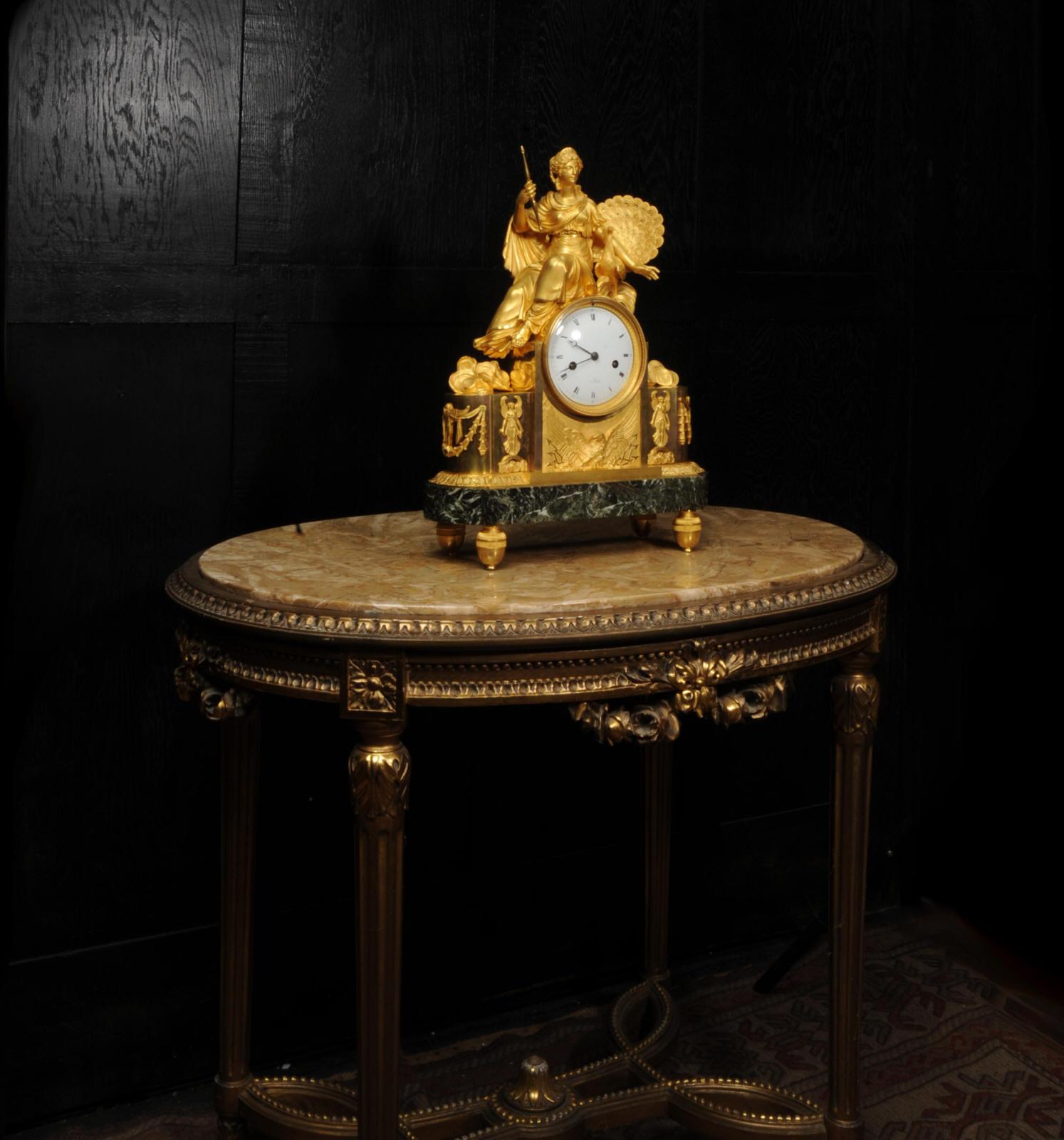 Empire Ormolu Antique French Clock Goddess Juno 3