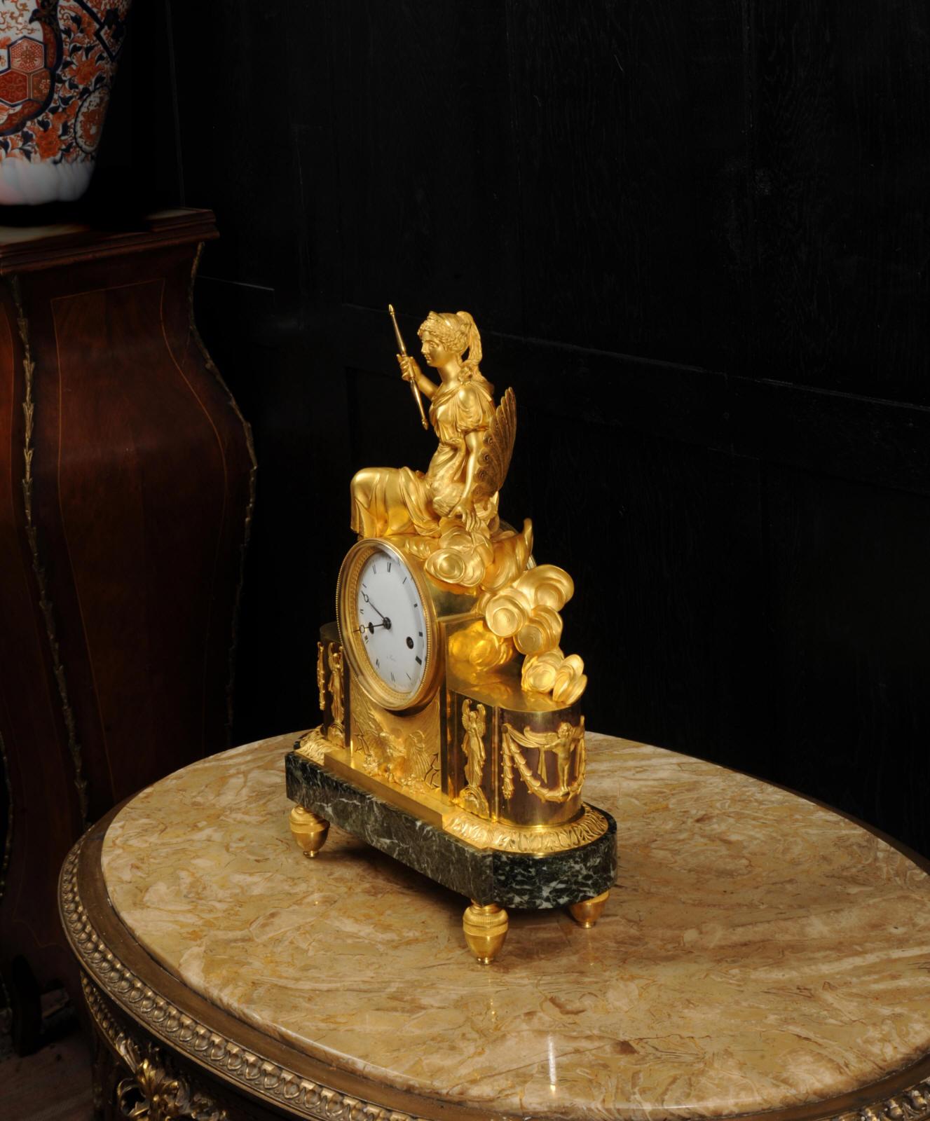 Empire Ormolu Antique French Clock Goddess Juno 4