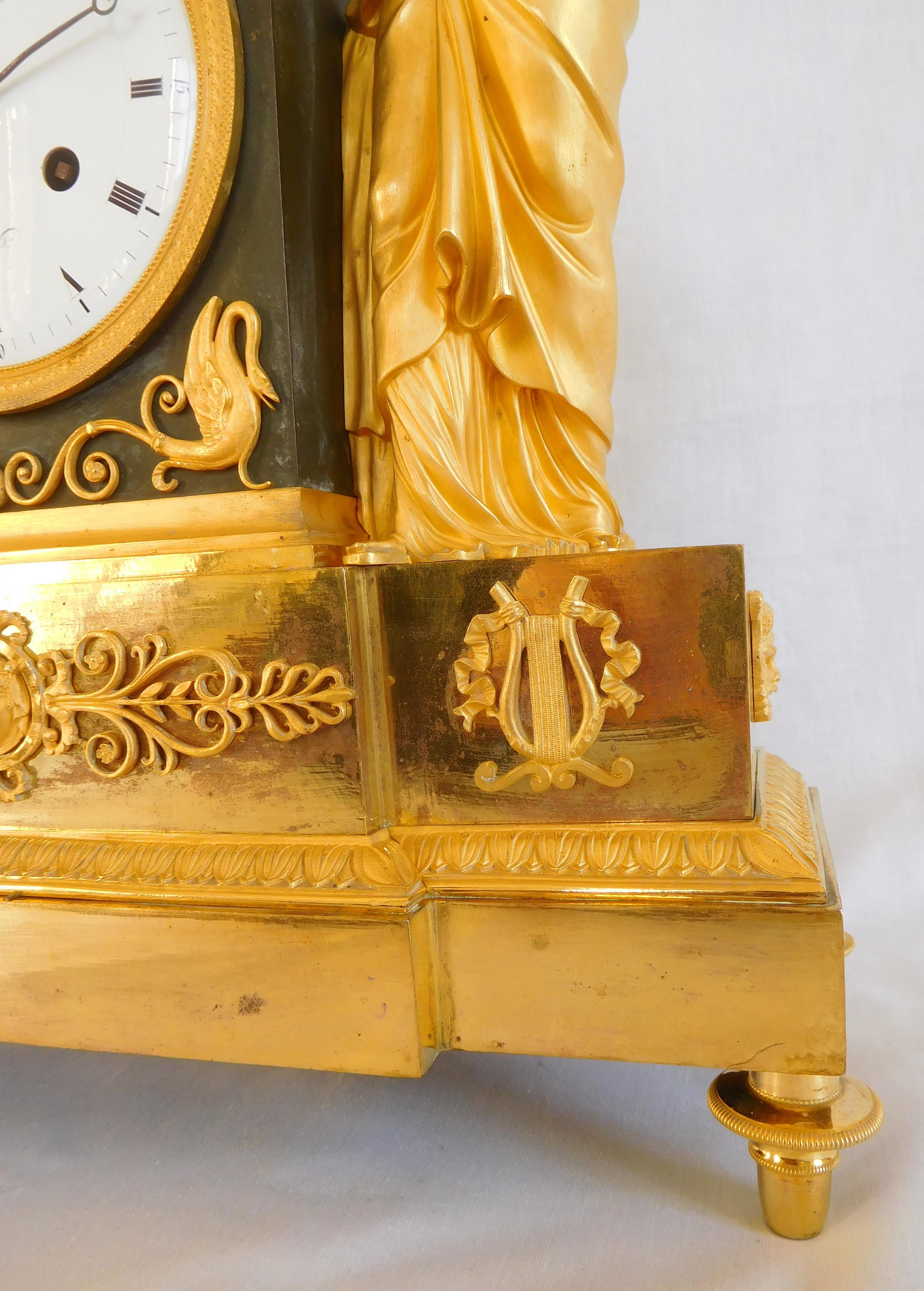 Reloj imperio de ormolina firmado Ravrio, siglo XIX hacia 1805 en venta 3