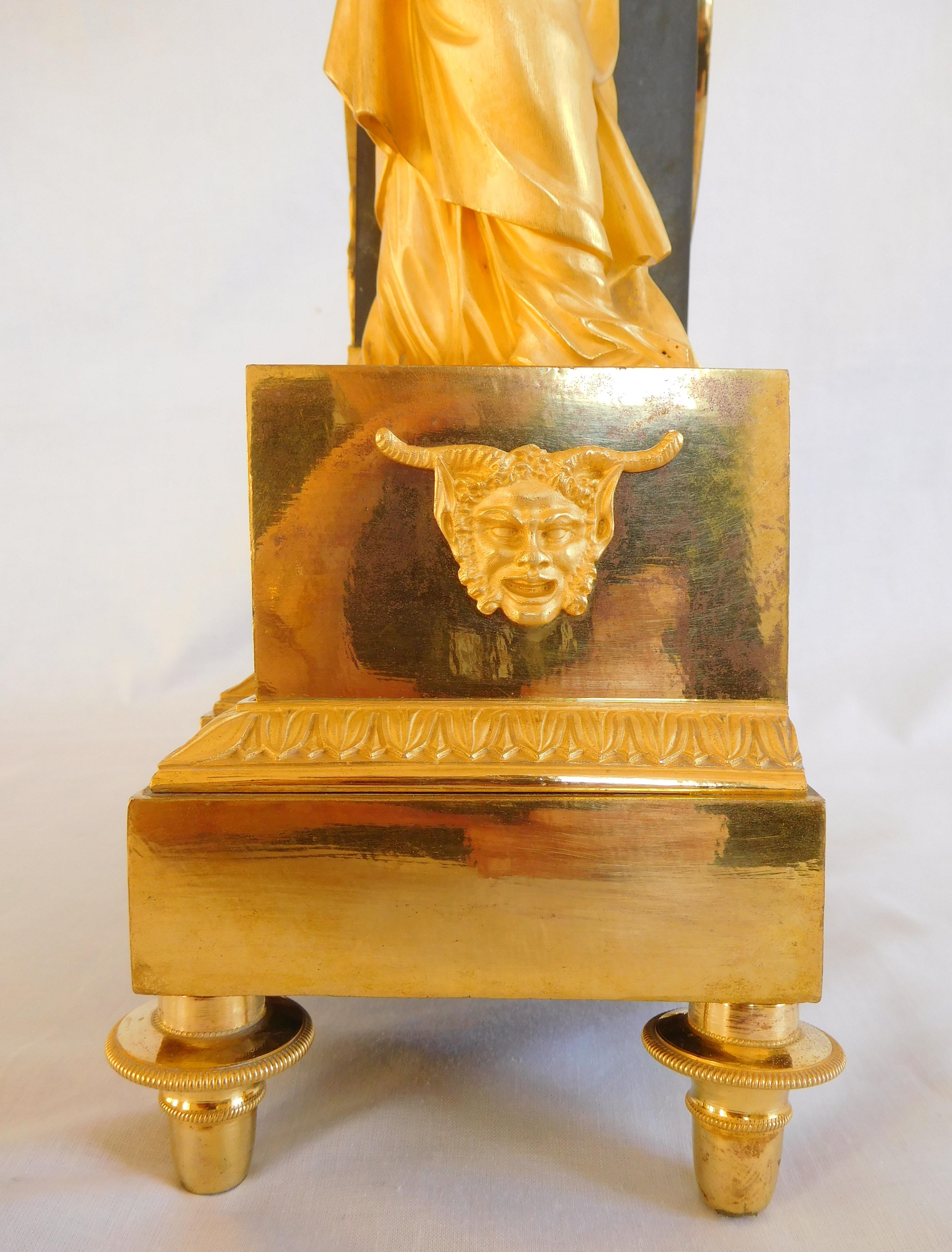 Reloj imperio de ormolina firmado Ravrio, siglo XIX hacia 1805 en venta 10