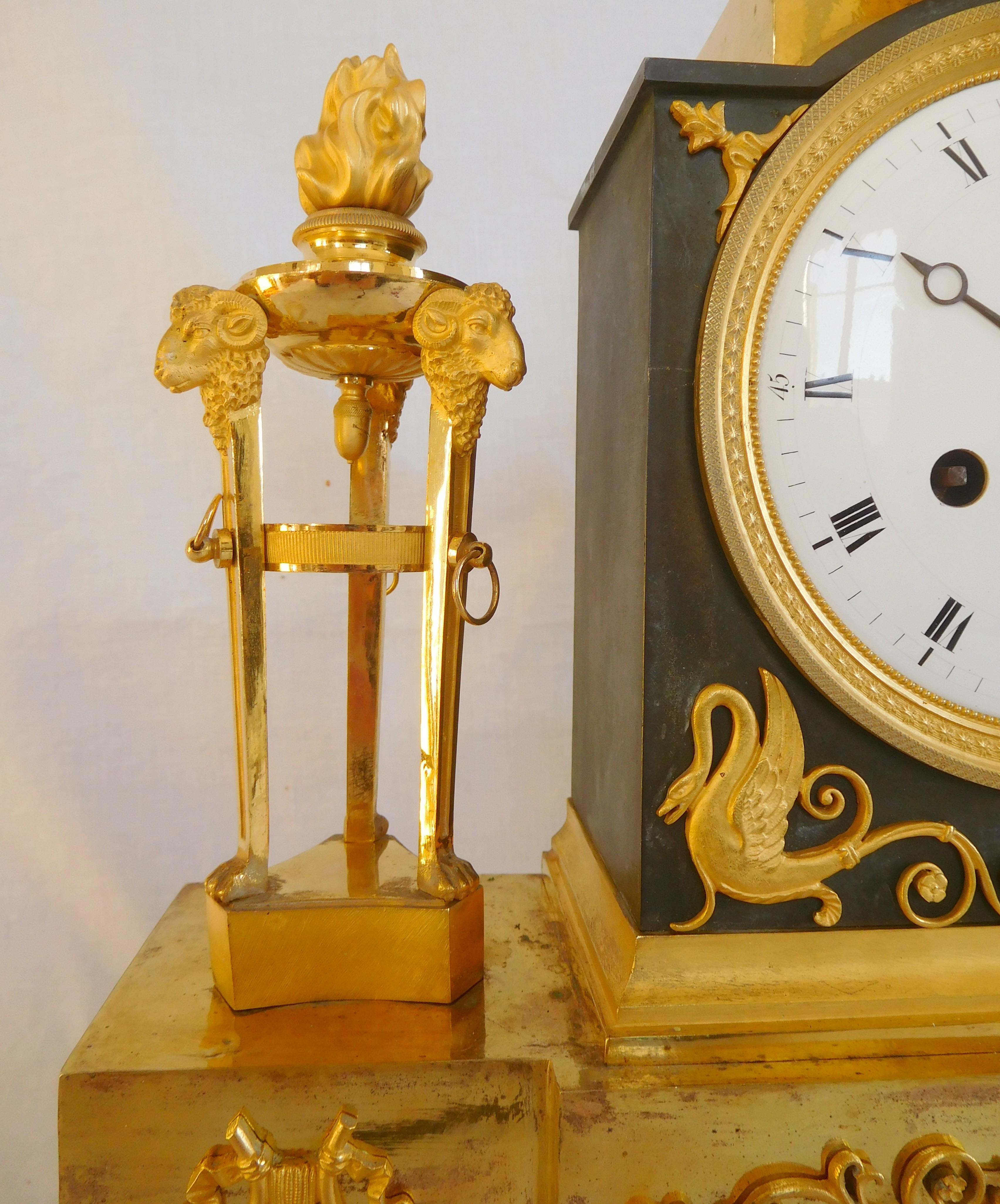 Reloj imperio de ormolina firmado Ravrio, siglo XIX hacia 1805 en venta 1