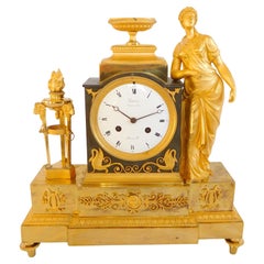 Reloj imperio de ormolina firmado Ravrio, siglo XIX hacia 1805